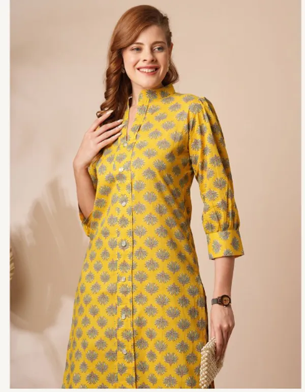 Yellow_Cotton_Blend_Premium_Hazel_Kurti_Set_For_Women