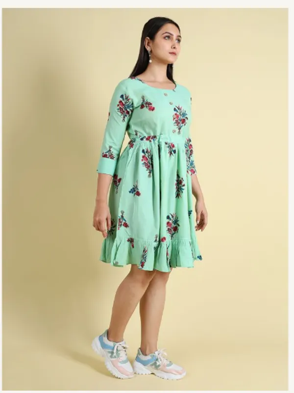 Green_Silk_Blend_Premium_Lichi_Dress_For_Women
