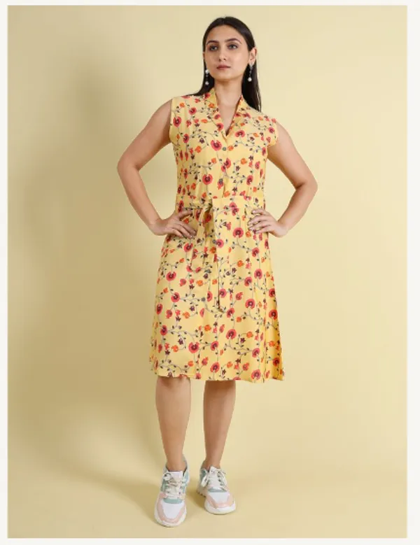 Yellow_Silk_Blend_Premium_Nyika_Dress_For_Women