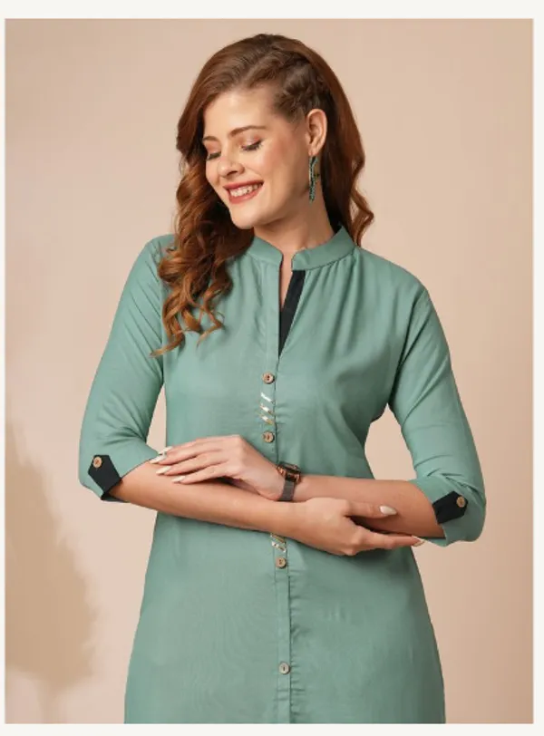 Green_Cotton_Rayon_Premium_Snow_Bell_Kurti_For_Women