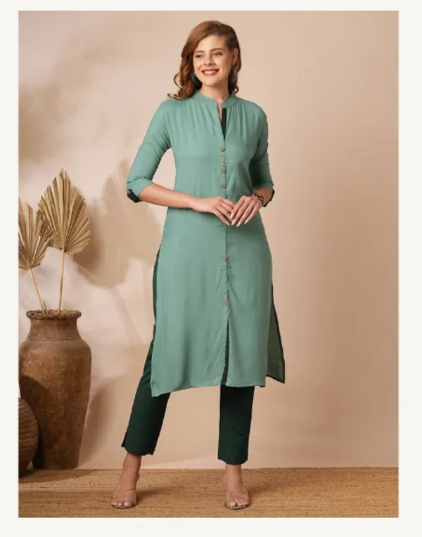 Green_Cotton_Rayon_Premium_Snow_Bell_Kurti_For_Women