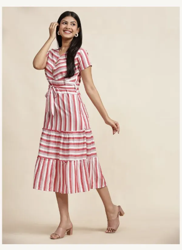 Red_And_White_Cotton_Blend_Premium_Tina_Dress_For_Women