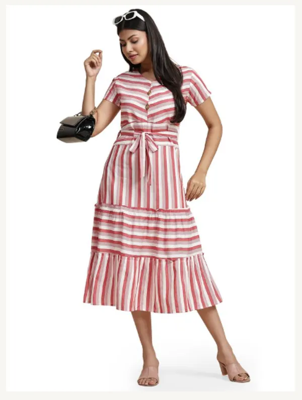 Red_And_White_Cotton_Blend_Premium_Tina_Dress_For_Women