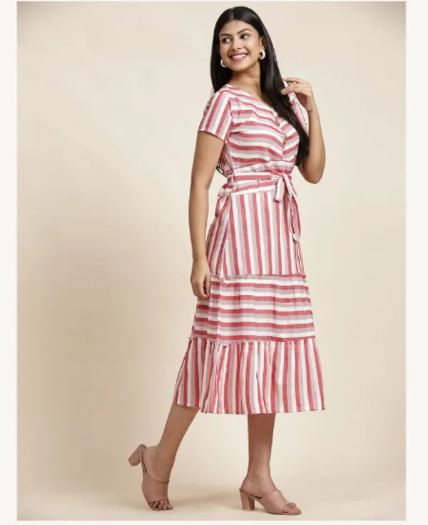 Red_And_White_Cotton_Blend_Premium_Tina_Dress_For_Women