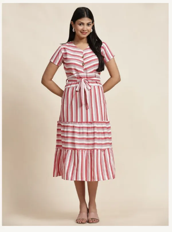 Red_And_White_Cotton_Blend_Premium_Tina_Dress_For_Women