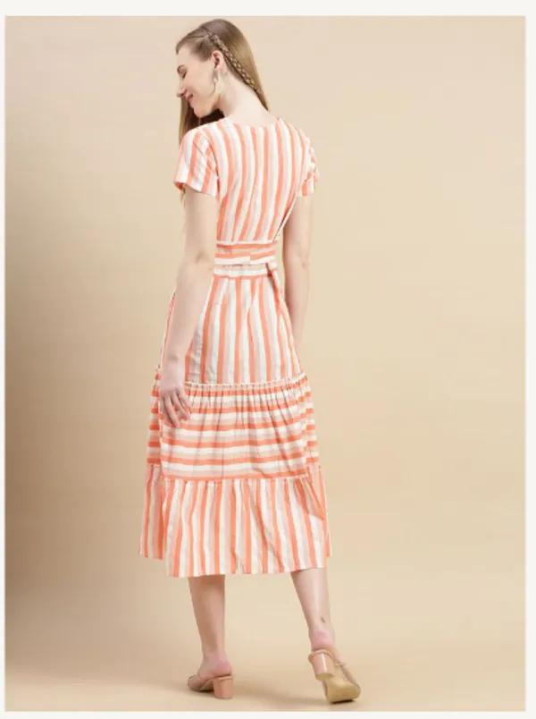 Orange_And_White_Cotton_Blend_Premium_Tina_Dress_For_Women
