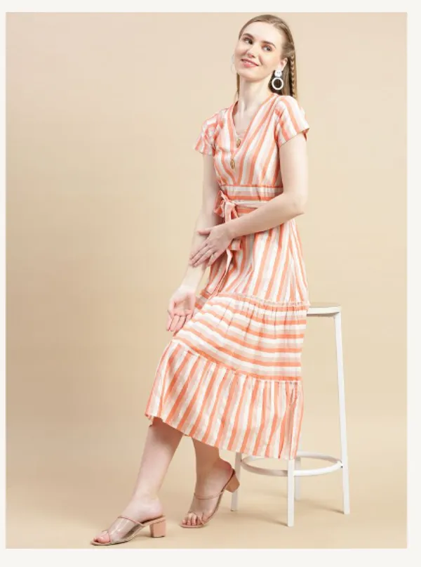 Orange_And_White_Cotton_Blend_Premium_Tina_Dress_For_Women