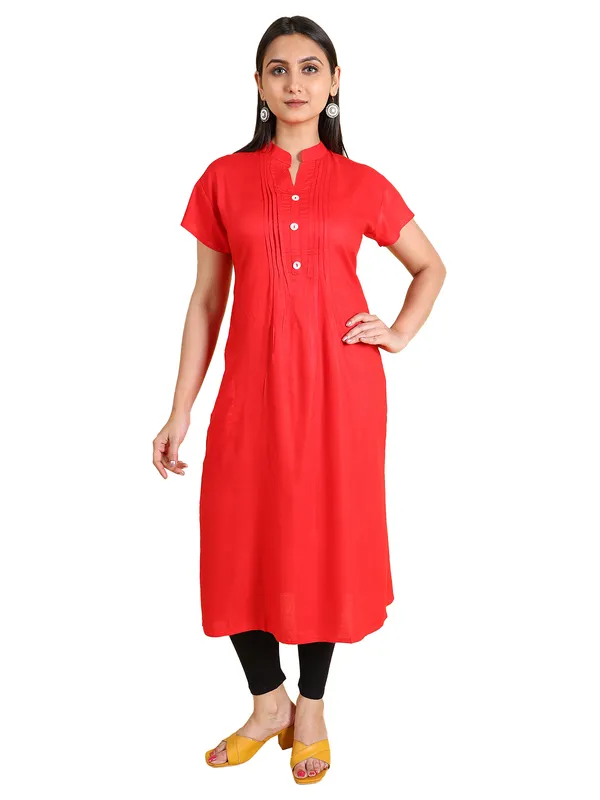 Red_Cotton_Rayon_Premium_Snowshine_Kurti_For_Women