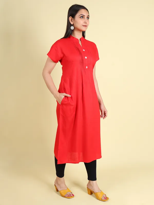 Red_Cotton_Rayon_Premium_Snowshine_Kurti_For_Women