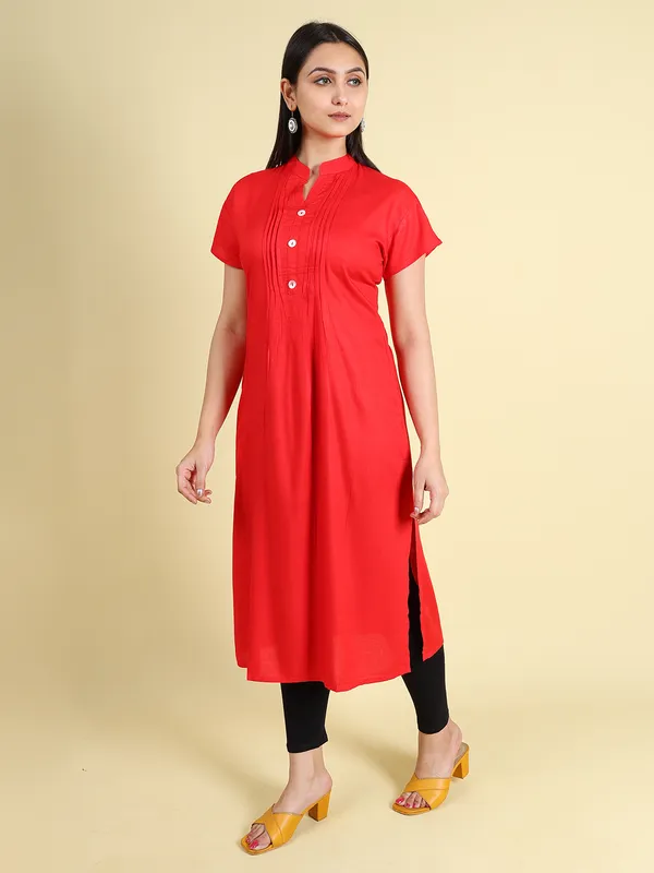 Red_Cotton_Rayon_Premium_Snowshine_Kurti_For_Women
