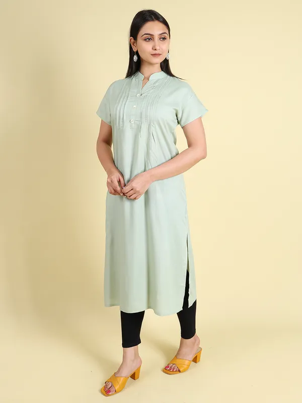 Green_Cotton_Rayon_Premium_Snowshine_Kurti_For_Women