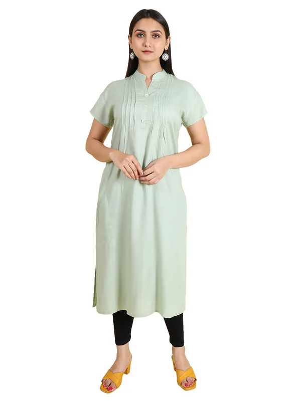 Green_Cotton_Rayon_Premium_Snowshine_Kurti_For_Women