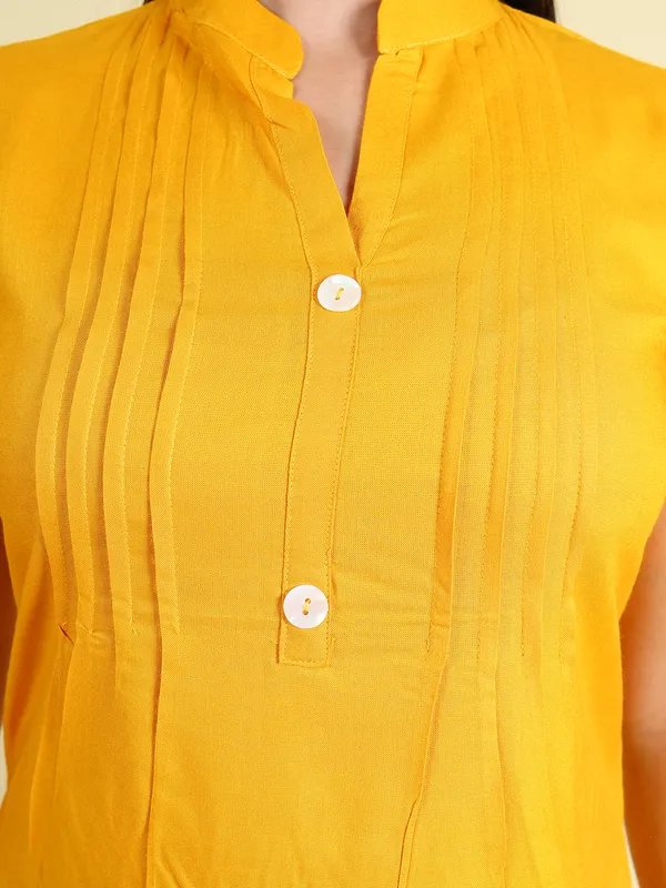 Yellow_Cotton_Rayon_Premium_Snowshine_Kurti_For_Women