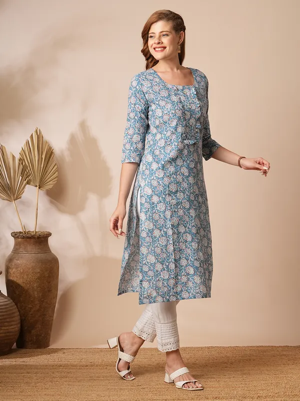 Blue_Cotton_Blend_Premium_Ruby_Kurti_For_Women