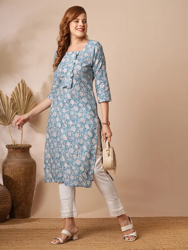 Blue_Cotton_Blend_Premium_Ruby_Kurti_For_Women