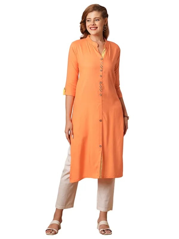 Orange_Cotton_Rayon_Premium_Snow_Bell_Kurti_For_Women