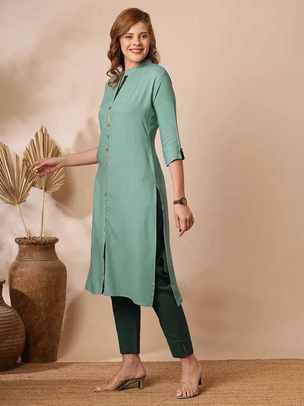 Green_Cotton_Rayon_Premium_Snow_Bell_Kurti_For_Women