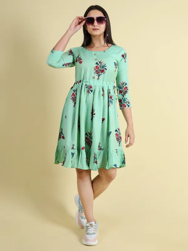 Green_Silk_Blend_Premium_Lichi_Dress_For_Women