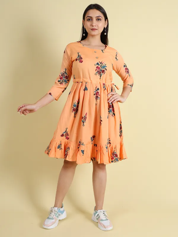 Peach_Silk_Blend_Premium_Lichi_Dress_For_Women
