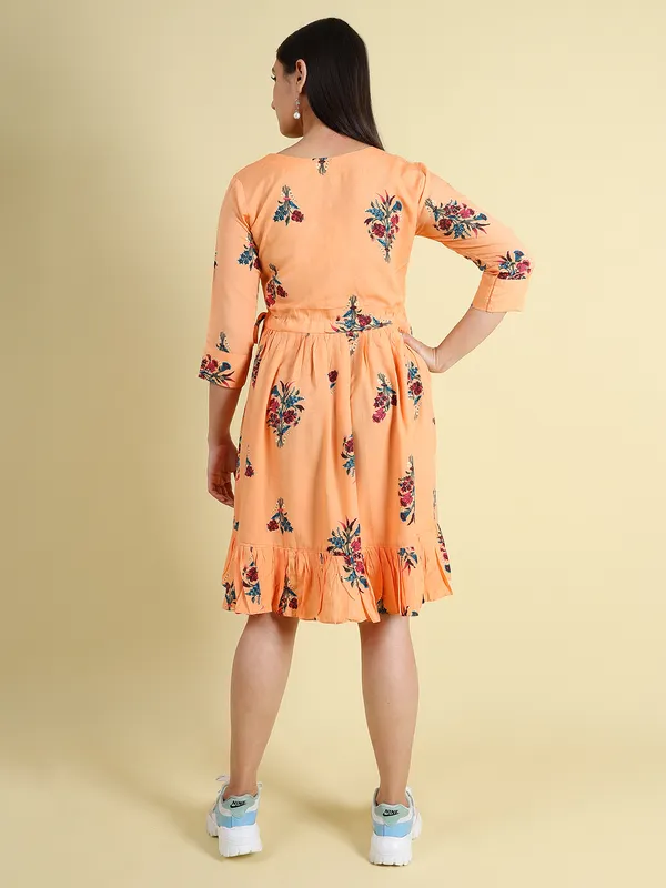 Peach_Silk_Blend_Premium_Lichi_Dress_For_Women