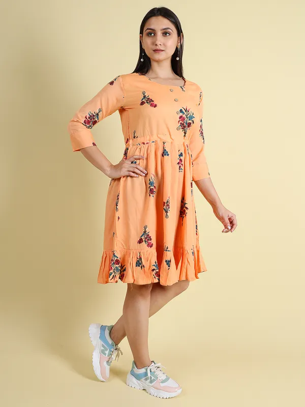 Peach_Silk_Blend_Premium_Lichi_Dress_For_Women