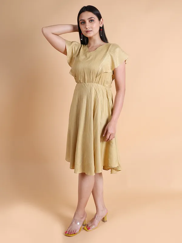 Light_Gold_Viscose_Rayon_Premium_Chilli_Dress_For_Women