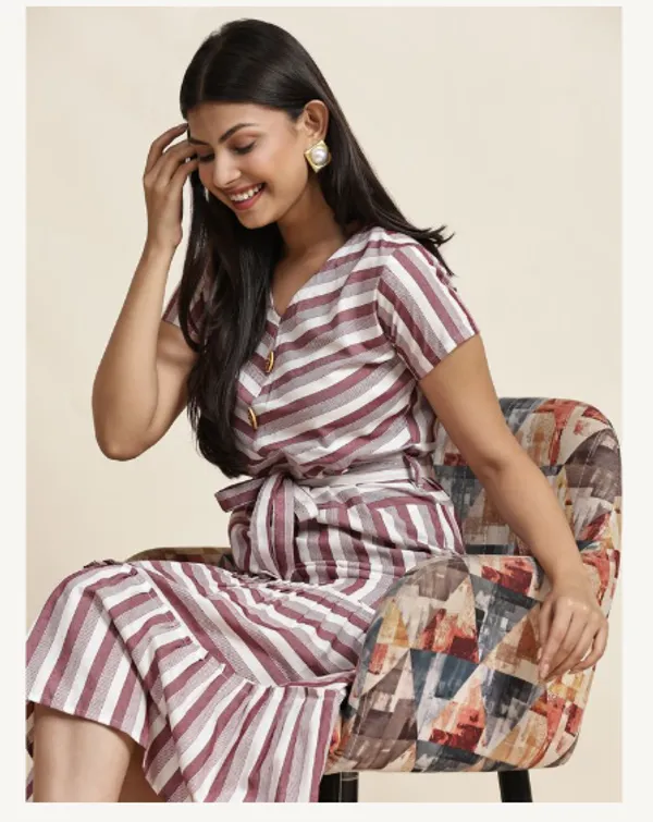 Brown_And_White_Cotton_Blend_Premium_Tina_Dress_For_Women