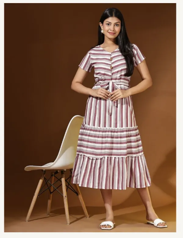 Brown_And_White_Cotton_Blend_Premium_Tina_Dress_For_Women