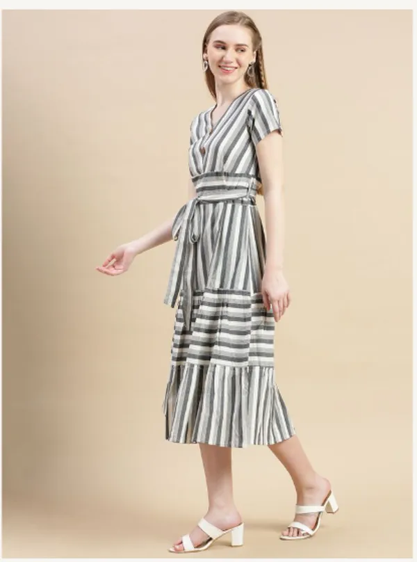 Grey_And_White_Cotton_Blend_Premium_Tina_Dress_For_Women