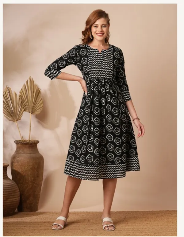 Black_Cotton_Blend_Premium_Saloni_Dress_For_Women