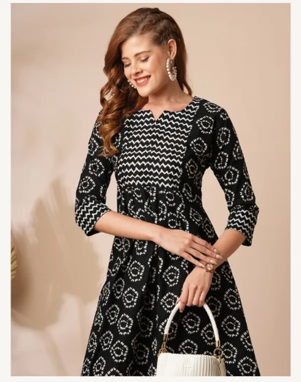Black_Cotton_Blend_Premium_Saloni_Dress_For_Women