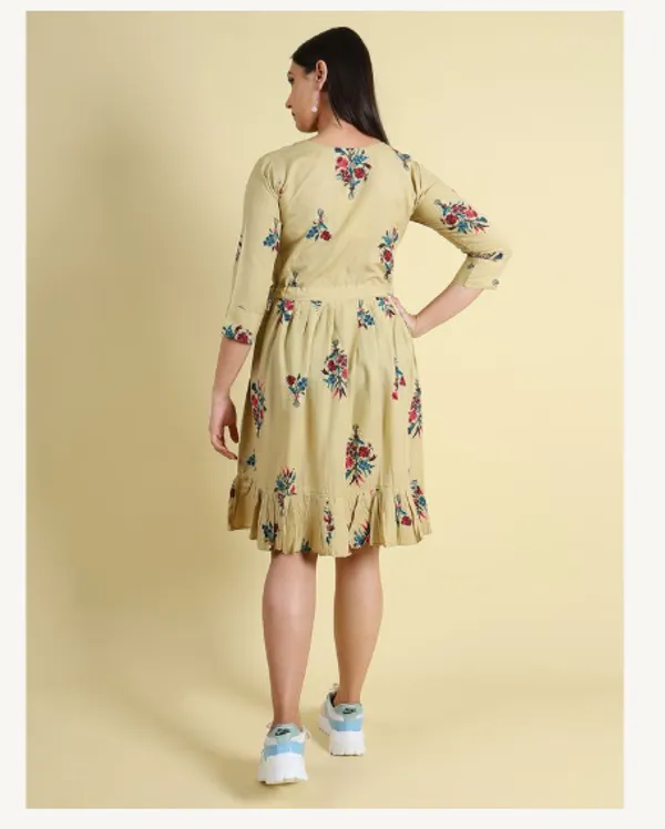 Beige_Silk_Blend_Premium_Lichi_Dress_For_Women
