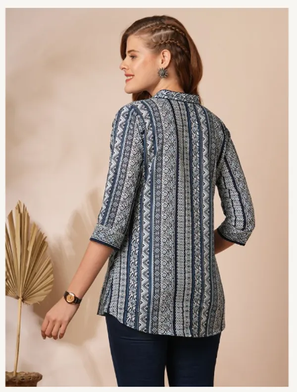 Dark_Blue_Cotton_Blend_Premium_Divya_Top_For_Women