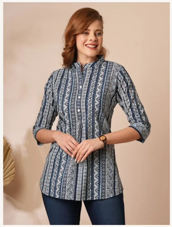 Dark_Blue_Cotton_Blend_Premium_Divya_Top_For_Women