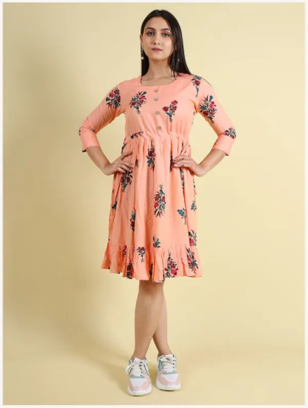 Pink_Silk_Blend_Premium_Lichi_Dress_For_Women
