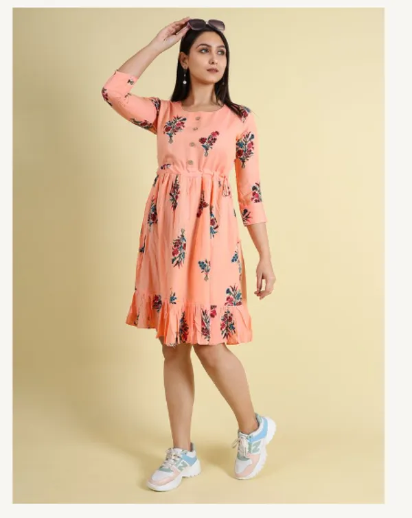 Pink_Silk_Blend_Premium_Lichi_Dress_For_Women
