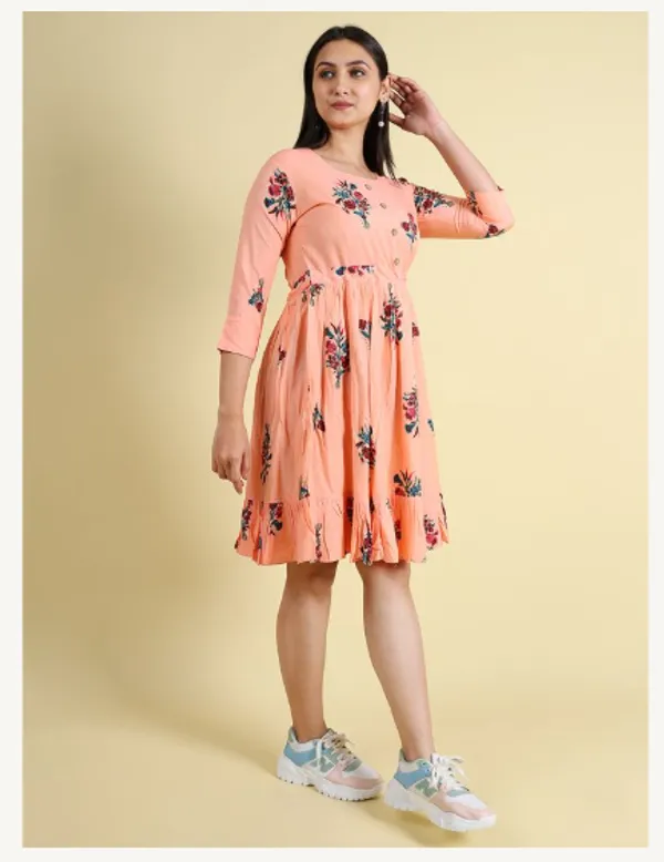 Pink_Silk_Blend_Premium_Lichi_Dress_For_Women