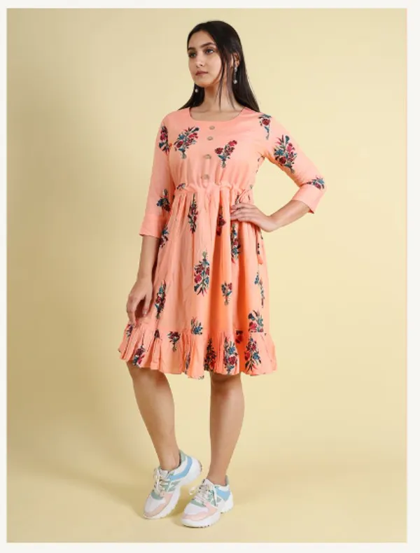 Pink_Silk_Blend_Premium_Lichi_Dress_For_Women