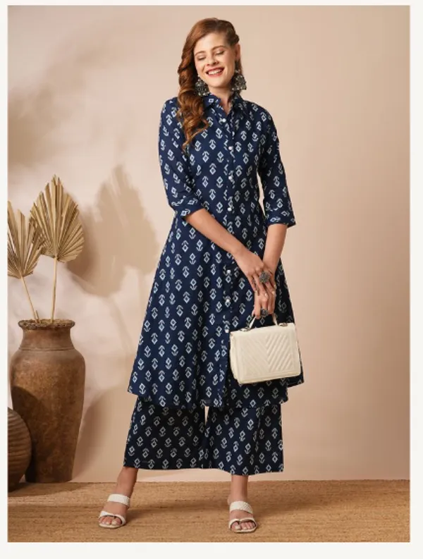 Indigo_Cotton_Blend_Premium_Glam_Kurti_Set_For_Women