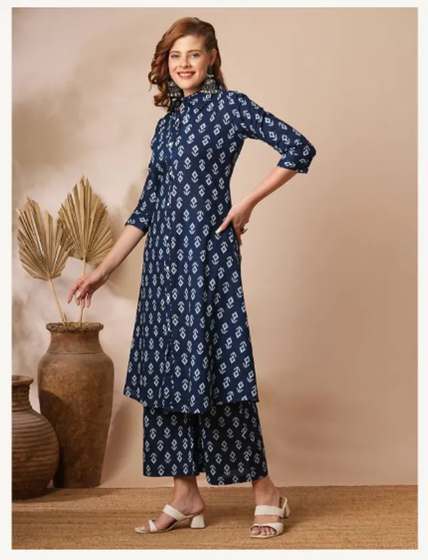 Indigo_Cotton_Blend_Premium_Glam_Kurti_Set_For_Women
