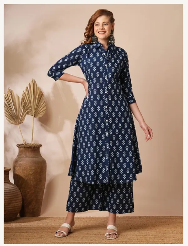 Indigo_Cotton_Blend_Premium_Glam_Kurti_Set_For_Women