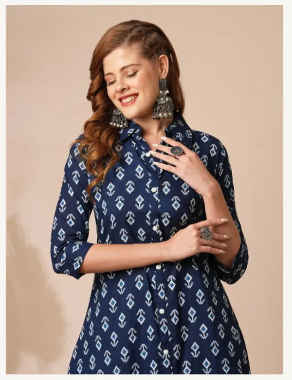 Indigo_Cotton_Blend_Premium_Glam_Kurti_Set_For_Women