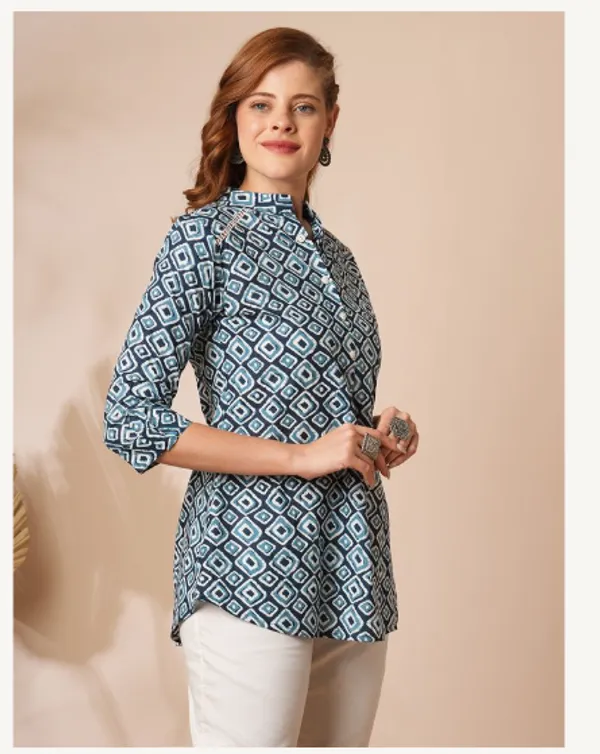 Blue_Cotton_Blend_Premium_Divya_Top_For_Women