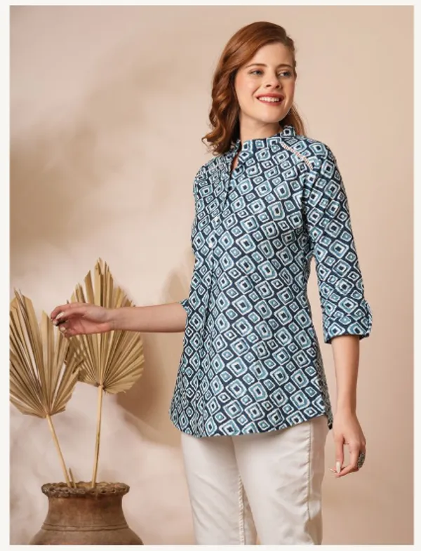 Blue_Cotton_Blend_Premium_Divya_Top_For_Women