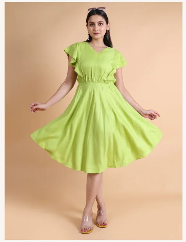 Light_Green_Viscose_Rayon_Premium_Chilli_Dress_For_Women