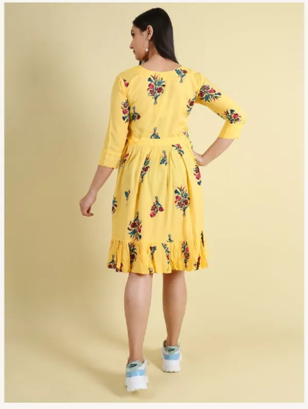Yellow_Silk_Blend_Premium_Lichi_Dress_For_Women