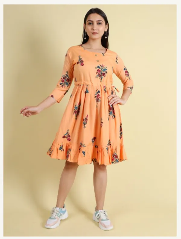Peach_Silk_Blend_Premium_Lichi_Dress_For_Women