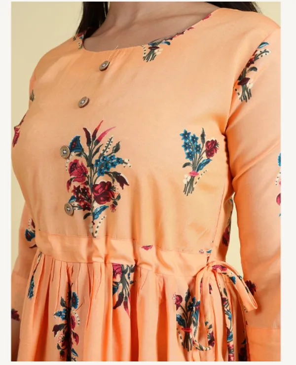 Peach_Silk_Blend_Premium_Lichi_Dress_For_Women