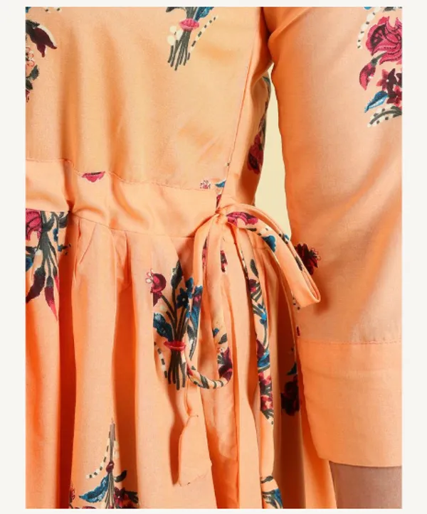 Peach_Silk_Blend_Premium_Lichi_Dress_For_Women