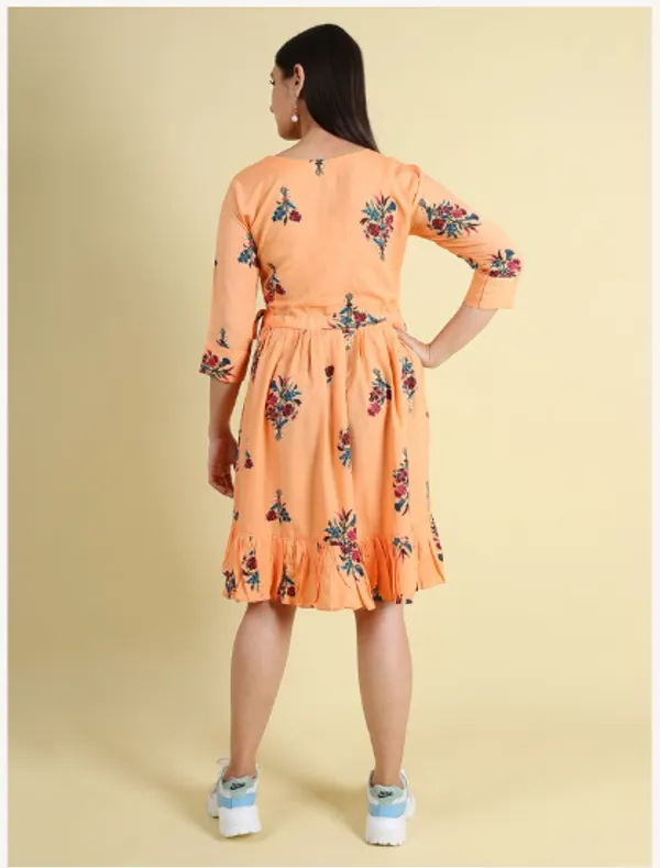 Peach_Silk_Blend_Premium_Lichi_Dress_For_Women
